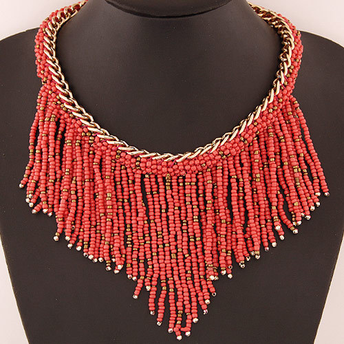 Rice beads tassel necklace