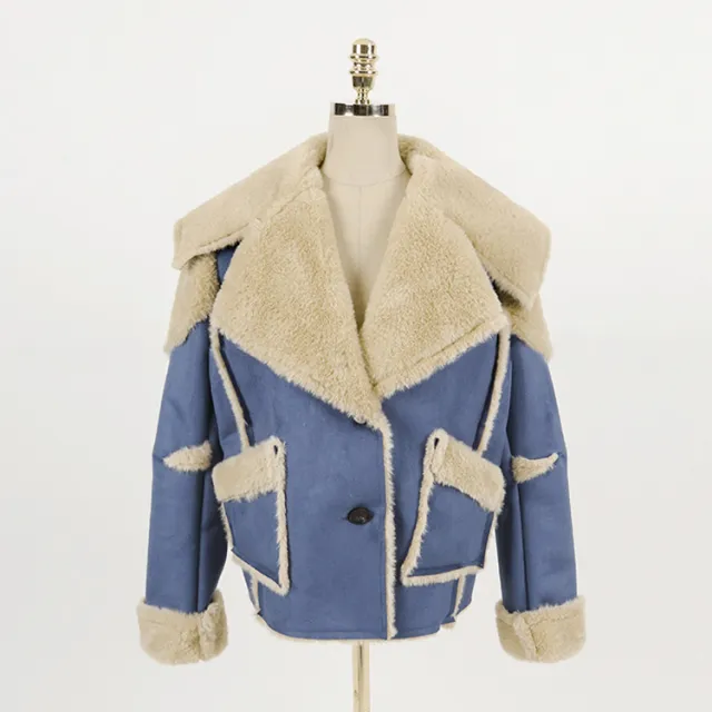 Plush thick women's coat Blue - Shop at LoveMi