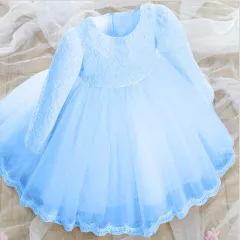 Lace princess dress girls summer dress - Blue - View 1