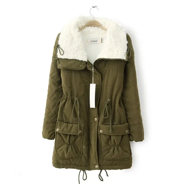 medium length cotton padded coat Green - Shop at LoveMi