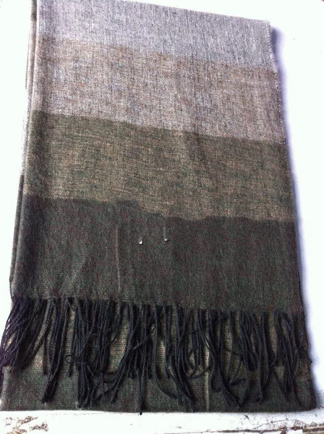 Cashmere striped checked shawl Army Green - Shop at LoveMi