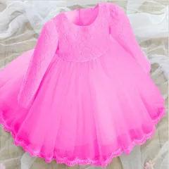 Lace princess dress girls summer dress - Rose Red - View 1