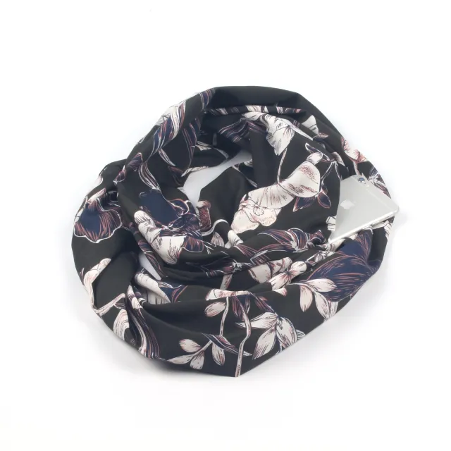 Winter Printed Ring Scarves Black - Shop at LoveMi
