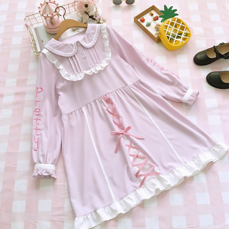 Long sleeve chiffon dress with bow