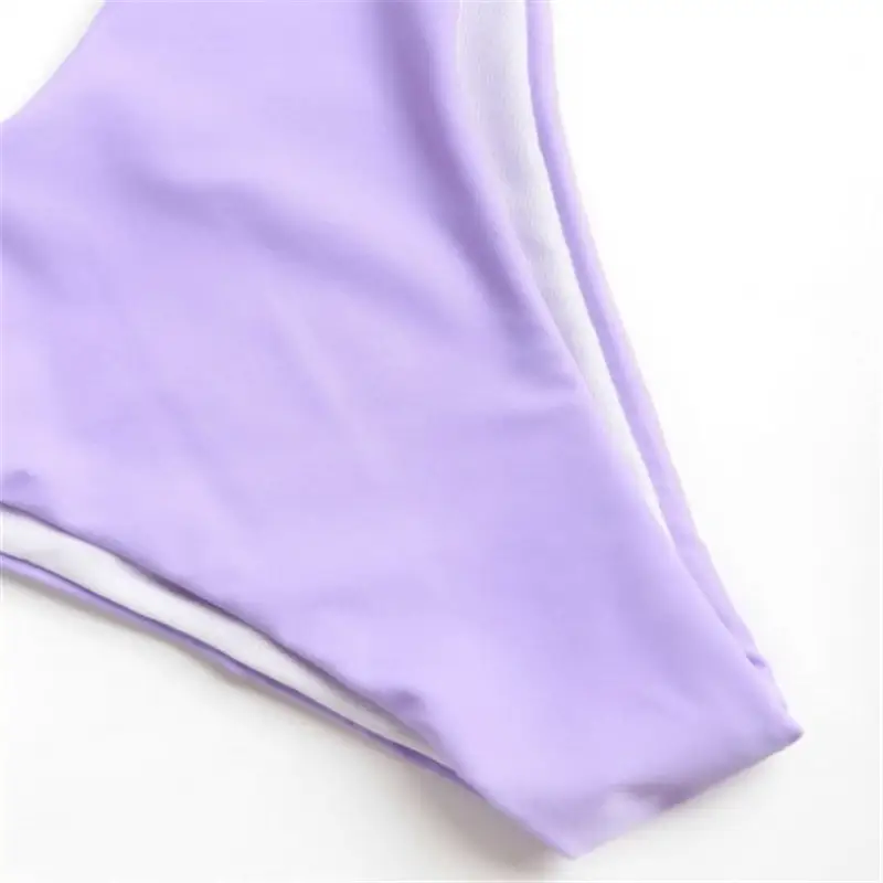 One-shoulder solid color split swimsuit bikini