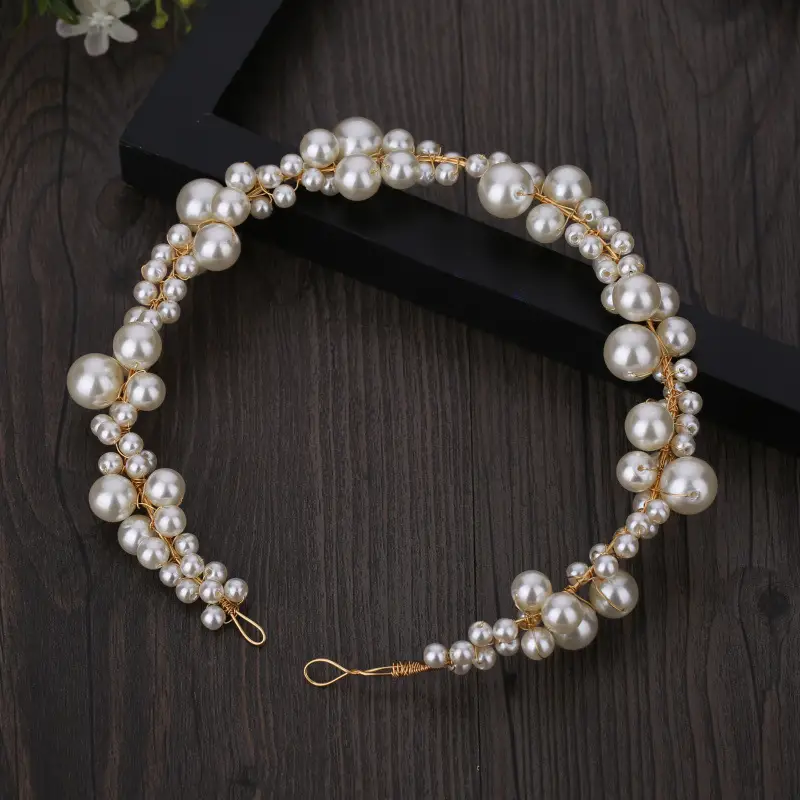 Pearl beaded soft chain headdress