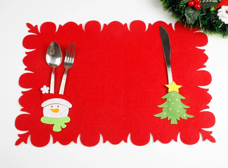 Non-woven Santa Claus table mat - Snowman And Tree