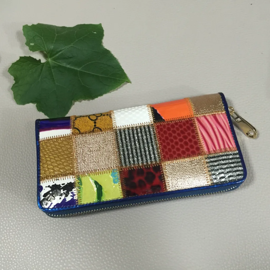 Stitched leather wallet - Blue