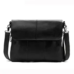 Men's business flap shoulder bag - Black - View 1
