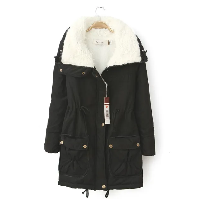medium length cotton padded coat Black - Shop at LoveMi
