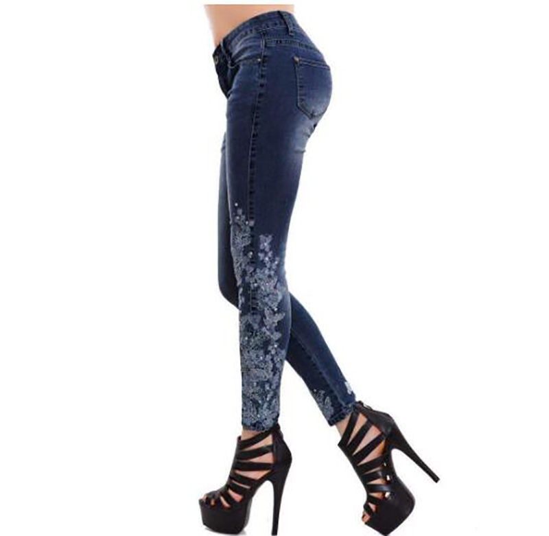 High waisted embroidered jeans Blue - Shop at LoveMi