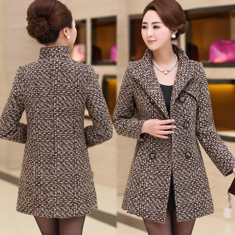 Mid-length plaid wool coat