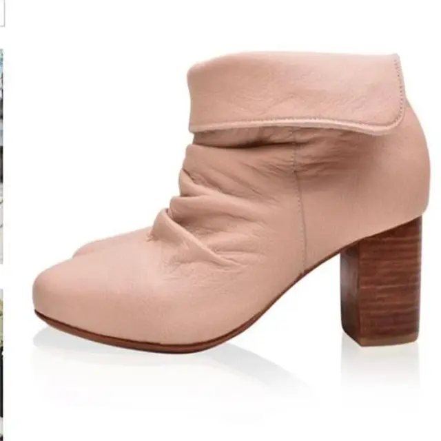 European and American large leather boots Beige - Shop at LoveMi