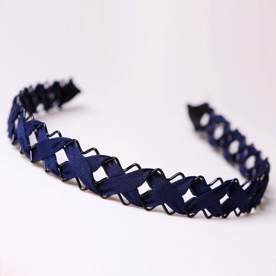 Hollow chiffon woven headband Navy - Shop at LoveMi