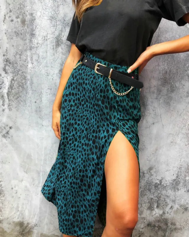 Leopard print skirt Green - Shop at LoveMi