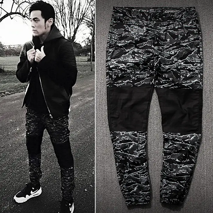 Contrast stitching beam pants