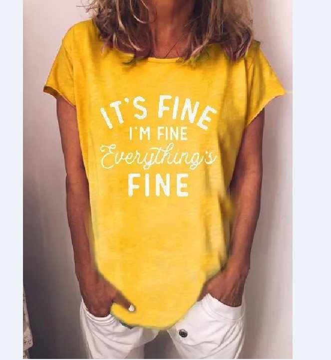 Casual simple plus size letter pullover T-shirt