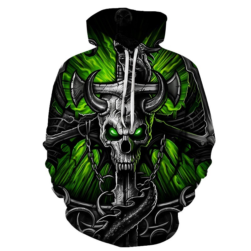 Poker skull print hoodie