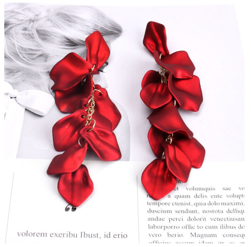 Rose Petal Long Personality Exaggerated Stud Earrings