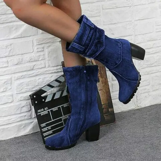 Denim mid boots Blue - Shop at LoveMi