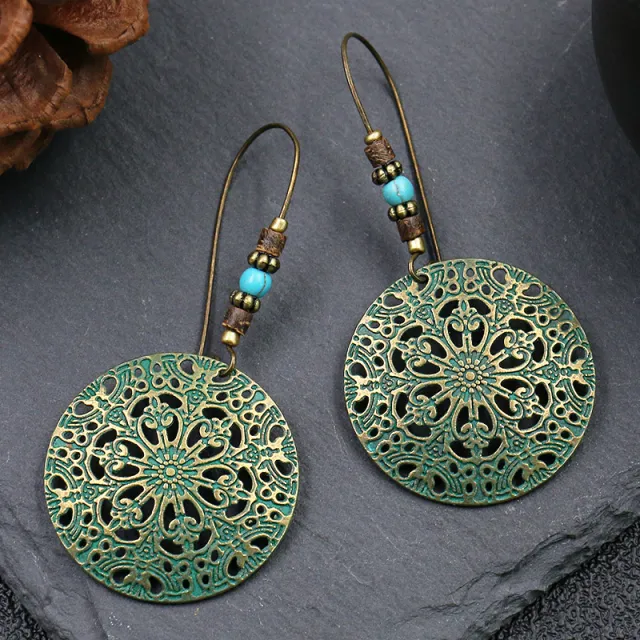 Creative Flower Fashion Retro Alloy Round Earrings Style C - Shop at LoveMi