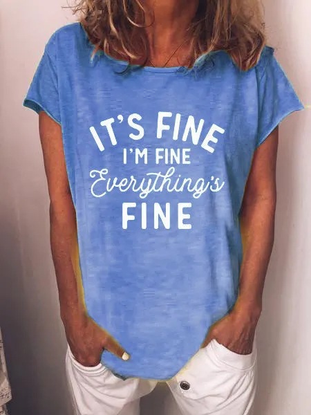 Casual simple plus size letter pullover T-shirt - 5