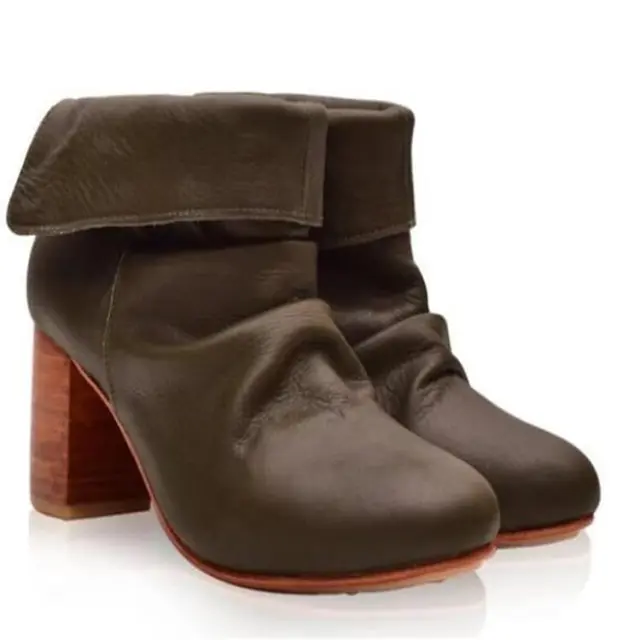 European and American large leather boots Green - Shop at LoveMi