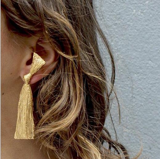 Women's long tassel earrings with bow