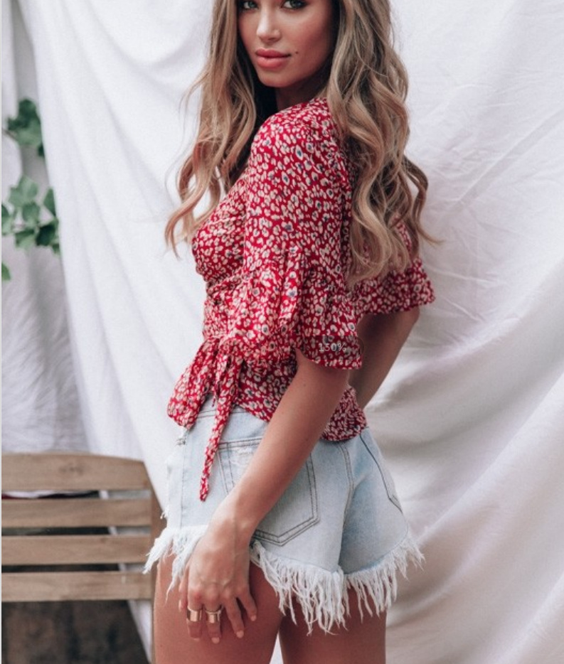 Small floral lace chiffon shirt