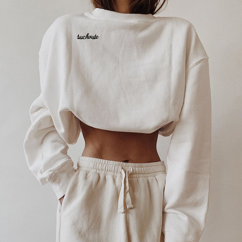 Letter embroidery waist sweatshirt
