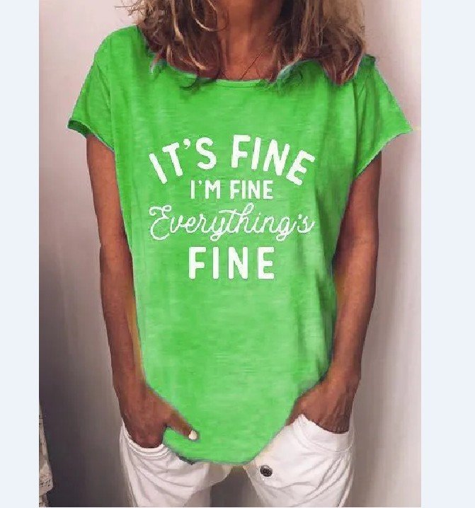 Casual simple plus size letter pullover T-shirt - 4