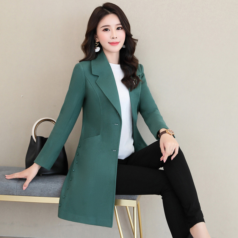 Casual slim woolen coat