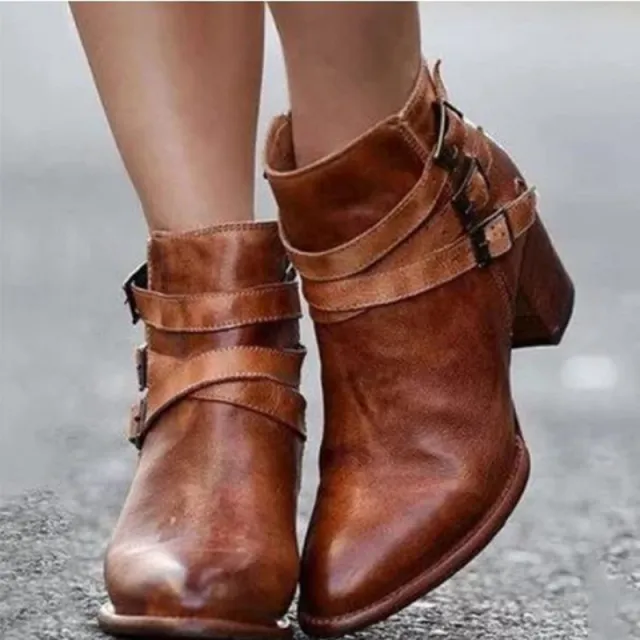 Round toe flat ankle boots Brown - Shop at LoveMi
