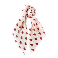 Peach Heart New Long Ribbon Hair Tie - Wine Red - View 1