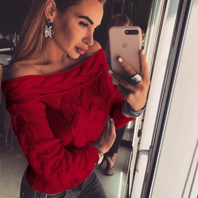 Twist off the shoulder sweater