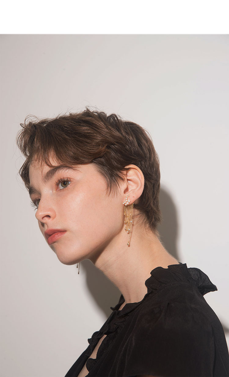 Shining star tassel alloy earrings