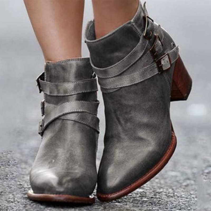 Round toe flat ankle boots