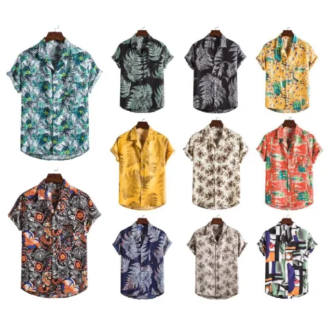 Men Short Sleeved Beach Shirts Men New Printed T