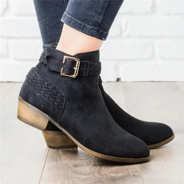 Female Low Heel Ankle boots Black - Shop at LoveMi
