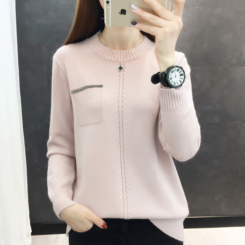 Fake pocket Korean style outer wear sweater