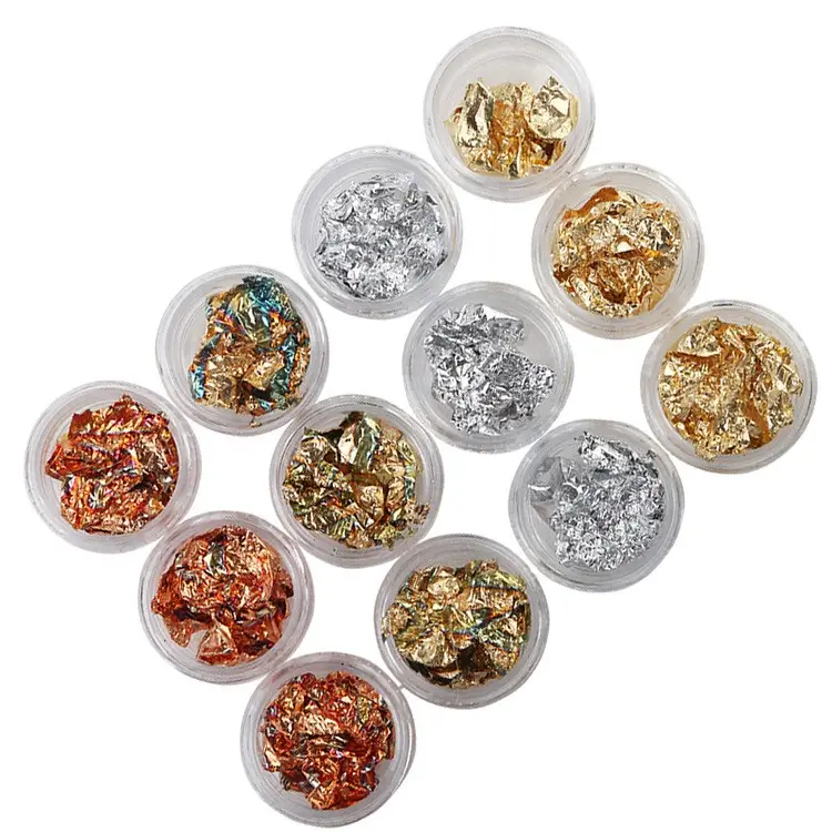 Nail Set Colored Gold Foil Paper