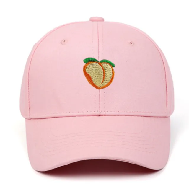 Cotton embroidery peach baseball cap Pink - Shop at LoveMi