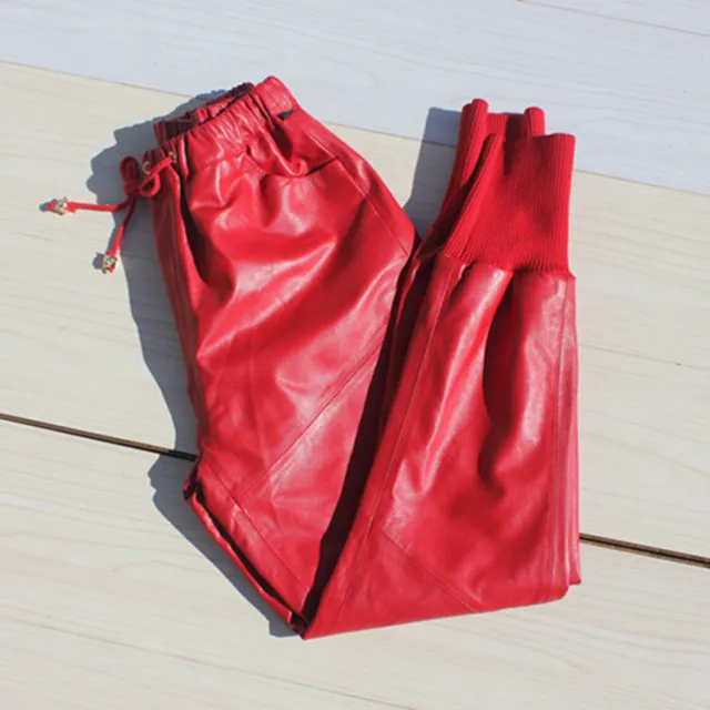 Sheepskin full leather trousers Red - Shop at LoveMi