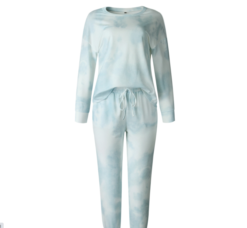 سروال طويل بأكمام مطبوع بطبعة التاي داي مع خدمة التوصيل للمنزل