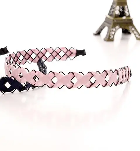Hollow chiffon woven headband - Pink