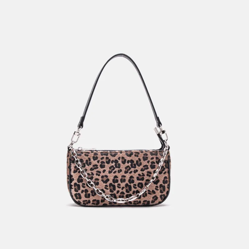 Chain baguette bag shoulder cross-body bag - Brown