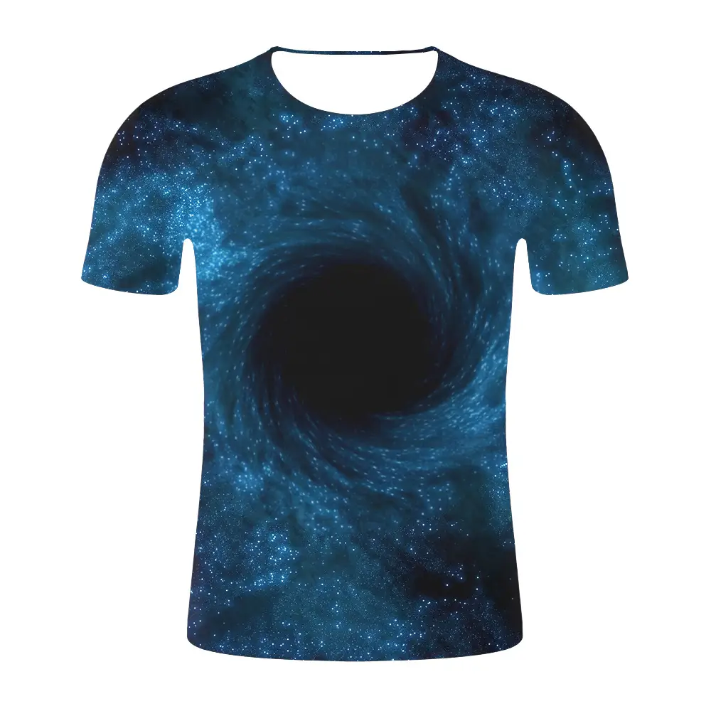 Starry sky print round neck t-shirt