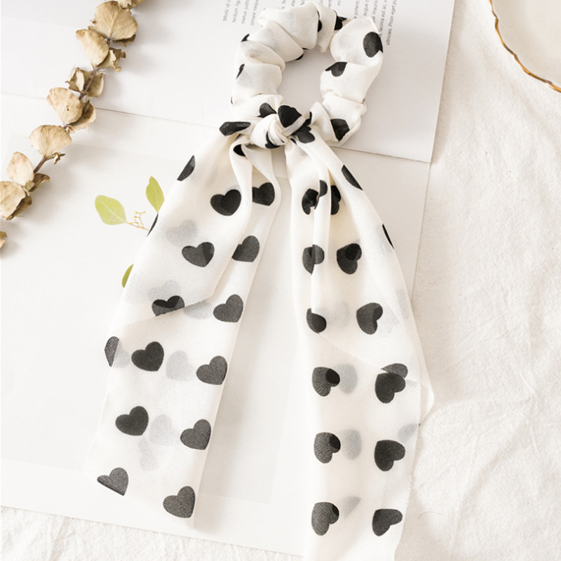 Peach Heart New Long Ribbon Hair Tie Black - Shop at LoveMi