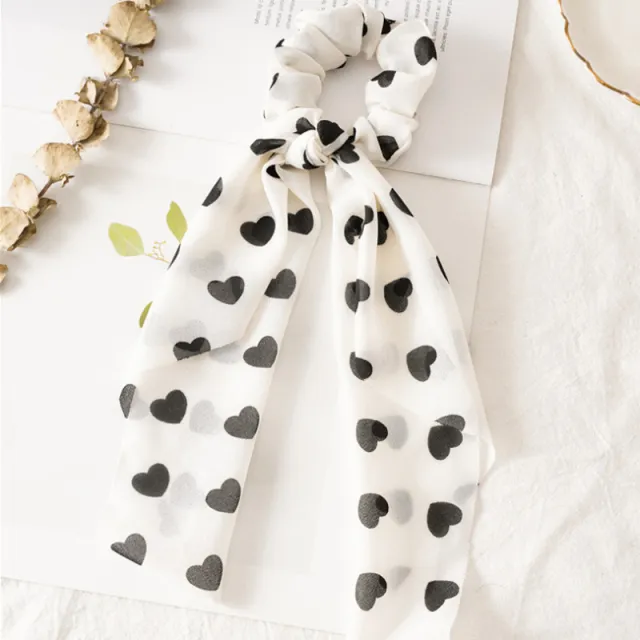 Peach Heart New Long Ribbon Hair Tie Black - Shop at LoveMi