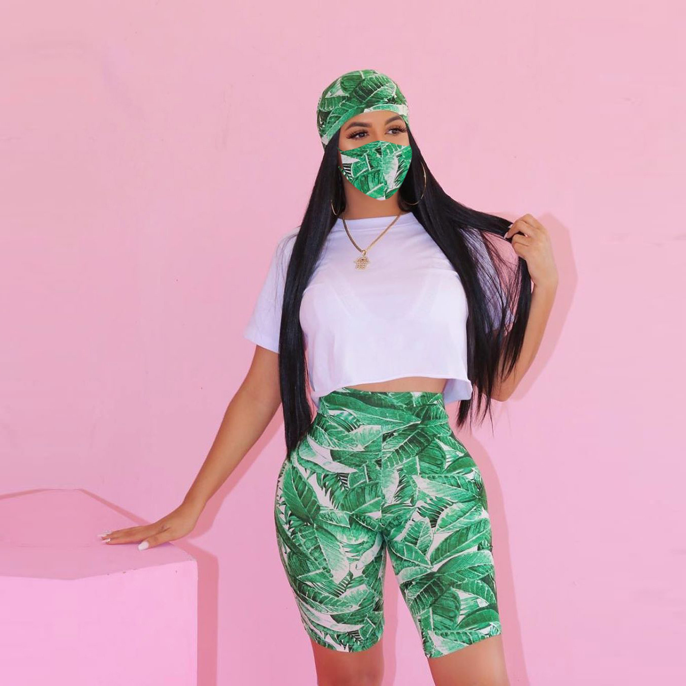 Three-piece multicolor printed sports pants